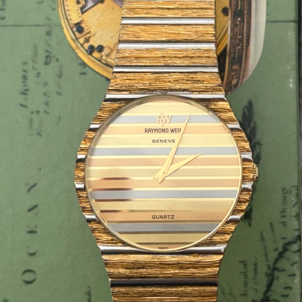 Rare Vintage Raymond Weil "Polo" 9122 Timepiece—Two Tone—18K Gold Plated